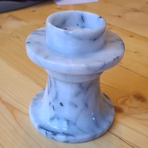 Vintage Solid White Black Veined Marble Convertible Taper Votice Candle Holder
